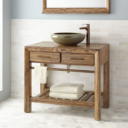 36" VERLYN VESSEL SINK VANITY - DISTRESSED TAN - Bathroom Vanities And Sink Consoles