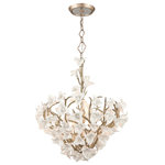 Corbett Lighting - Lily 6-Light Dining Pendant, Enchanted Silver Leaf Finish, Porcelain Flowers - Striking designs, rich materials, and hand-applied finishes form fixtures that are the center of attention in any space they adorn. Designed from every angle, Corbett's stunning pieces must be seen to be believed.
