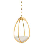 Hudson Valley Lighting - Lloyd Small 1-Light Pendant Aged Brass - A floating work of art, Lloyd features a perfect piece of white alabaster resting within an airy and delicate cage. Light fills the alabaster bowl with a warm glow, casts upward through the open teardrop shape, and softly reflects off the metalwork for an overall effect that is both functional and tranquil. Available as a wall sconce or a pendant in two sizes with 2 gorgeous finishes, Lloyd is sure to fill the void in any space with a serene beauty.