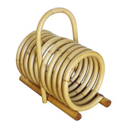 Restored Rattan Magazine Holder with Carrying Handle - Books