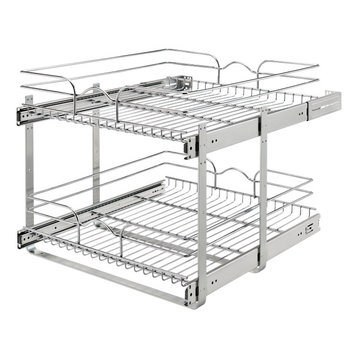 Two-Tier Bottom Mount Pull Out Steel Wire Organizer, 20.75"