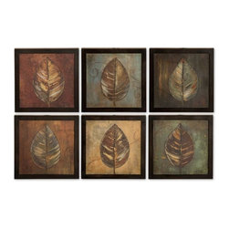 www.essentialsinside.com:  new leaf framed panel wall art, set of 6 - Artwork