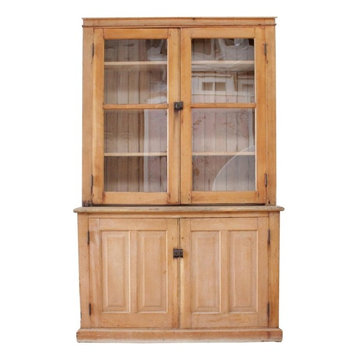 Antique Rustic Pine Wood 2 Part Cupboard