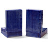 Blue and White Porcelain Reading Boy and Girl Bookends, Blue/White