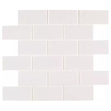 Retro Bianco Glossy 2X4 Porcelain Mosaic, 15 Sheets