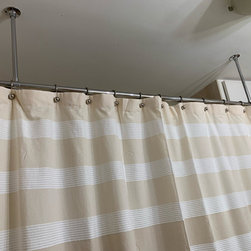 Suspended Shower Rod with Double Medium Support - Shower Curtain Rods