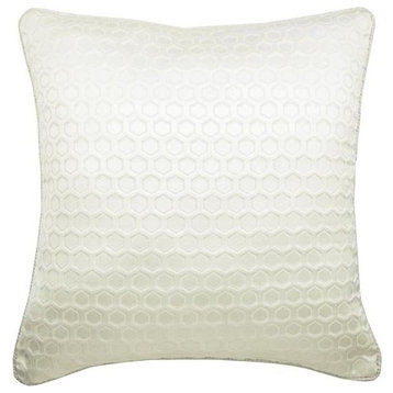 White Throw Pillow Cover, Beehive Design 16"x16" Silk, White Beehive