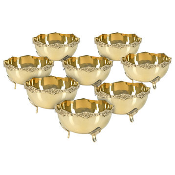 Serene Spaces Living Regal Tripod Brass Bowl, Pack of 12