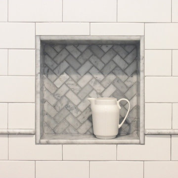 Marble Herringbone Shower Niche