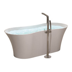 ADM Bathroom Design - ADM Edged Freestanding Bathtub, White, 64", Glossy White - Bathtubs