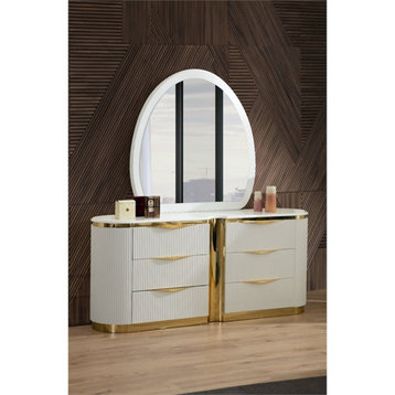 Laura Gold Detailed Modern Style Dresser made with Wood in White