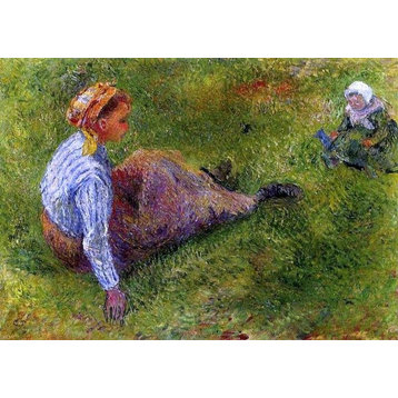 Camille Pissarro Peasant Sitting With Infant, 18"x27" Wall Decal