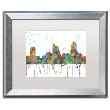 Watson 'Raleigh North Carolina Skyline' Art, Silver Frame, 16"x20", White Matte