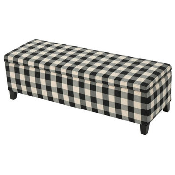 GDF Studio Colby Fabric Storage Ottoman Bench, Black/Tan White Checkers