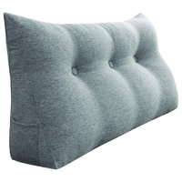 Bed Rest Reading Wedge Pillow for Headboard Daybed Dorm Light Gray Linen Blend, 39x20x8