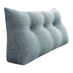 WOWMAX - Bed Rest Reading Wedge Pillow for Headboard Daybed Dorm Light Gray Linen Blend, 39x20x8 - Bed Pillows