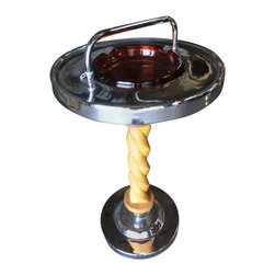 Chrome Art Deco Streamline Smoke Stand with Carved Twist Center by Russel Wright - Decorative Bowls