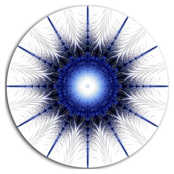 Blue Digital Flower Art, Floral Digital Art Disc Metal Wall Art, 38"