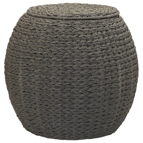 Handwoven Paper Rope Barrel Wicker Storage Basket Side Table