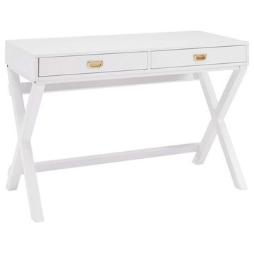 Linon Peggy Wood Two Drawer Writing Desk in White