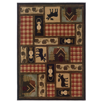 Harrison Lodge Brown and Red Rug, 3'10"x5'5"