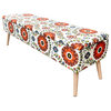 52" Lift Top Upholstered Storage Ottoman With Wooden Legs, Retro Floral