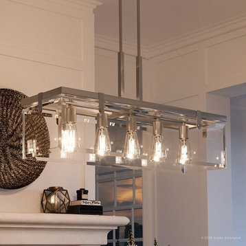 Luxury Modern Farmhouse Chandelier, Bristol Series, Brushed Nickel