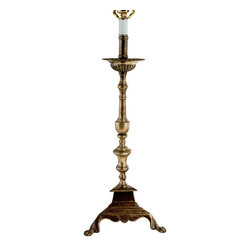Spanish Style Silver-Plated Candlestick Table Lamp - Candleholders