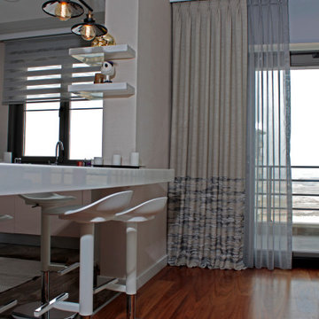 Modern Salon İçin Özel Tasarım Tül ve Fon Perde Uygulaması