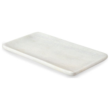 Serene Spaces Living Natural White Marble Tray, Measures 11" L x 6" W x 0.75" H