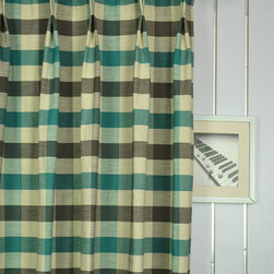 Paroo Cotton Blend Blod-scale Check Double Pinch Pleat Curtains & Drapes Heading - Curtains