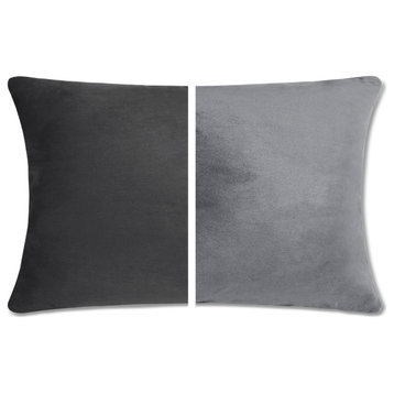 Reversible Cover Throw Pillow, 2 Piece, Iron Gray, 12x20, Memory Foam