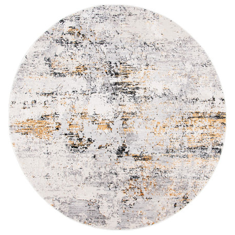 Safavieh Amalfi Collection AMF572 Rug, Creme/Gold, 6'7" Round