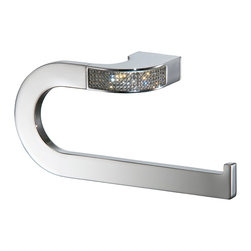 Secret Bath - Cecilia Swarovski Crystals, Small Towel Ring, Polished Chrome, Right Hand - Towel Rings