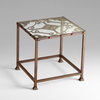 Rust Iron and Glass Scroll Medallion Side Table