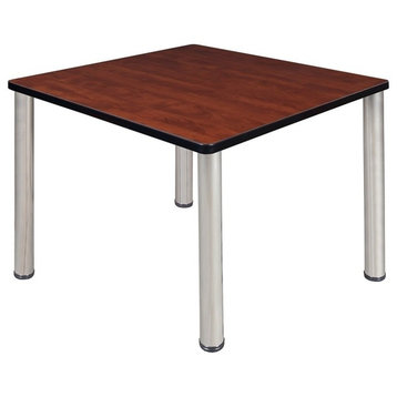 Kee 36" Square Breakroom Table, Cherry, Chrome