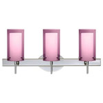 Besa Lighting - Besa Lighting 3SW-A44007-LED-CR Pahu 4 - 22.5" 15W 3 LED Bath Vanity - Pahu is a distinctive double-glass pendant, with an inner opal cylinder centered within a transparent outer glass. Our Trans-Amethyst colored blown glass complements the soft white Opal cased glass, which can suit any classic or modern decor. Opal has a very tranquil glow that is pleasing in appearance, as the Trans-Amethyst glass sparkles with the accents from that glow. The smooth satin finish on the opal's outer layer is a result of an extensive etching process. This blown glass combination is handcrafted by a skilled artisan, utilizing century-old techniques passed down from generation to generation. The vanity fixture is equipped with decorative lamp holders, removable finials, linear rectangular housing, and a removable low profile oval canopy cover. These stylish and functional luminaries are offered in a beautiful Chrome finish.  Mounting Direction: Horizontal  Shade Included: TRUE  Dimable: TRUE  Color Temperature:   Lumens: 450  CRI: +  Rated Life: 25000 HoursPahu 4 22.5" 15W 3 LED Bath Vanity Chrome Transparent Amethyst/Opal GlassUL: Suitable for damp locations, *Energy Star Qualified: n/a  *ADA Certified: n/a  *Number of Lights: Lamp: 3-*Wattage:5w LED bulb(s) *Bulb Included:Yes *Bulb Type:LED *Finish Type:Chrome