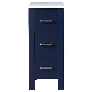 Volez 12" Side Cabinet, Phoenix Stone Top, Navy Blue