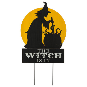 30"H Halloween Wood/Metal "Witch is in" Stake or Wall Decor
