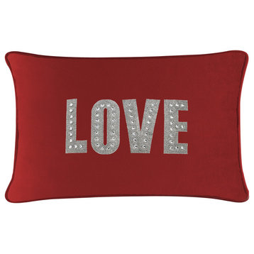 Sparkles Home Love Montaigne Pillow, Red Velvet, 14x20"