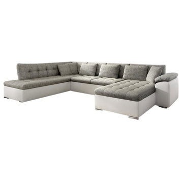LEONARDO Sectional Sleeper Sofa, White/Grey, Right Corner