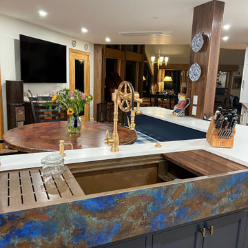 60" Copper Paragon Workstation Sink with Custom Patina and Waterstone Faucet