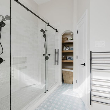 Minimalist Shower with Built-In Niches