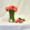 Real Touch Tulip Arrangment in Glass, Coral