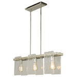 Eglo - 3-Light, 60W Multi Light Linear Pendant, Polished Nickel/Clear Glass - The Wolter 3 Light Linear Pendant by Eglo is a dramatic modern design with clear sculpted glass and a polished nickel finish. With clean lines and eye-catching details on the glass. This pendant will surely be the focal point in your home.