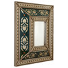 Handcrafted Green Painted Wall Mirror With Peruvian Decoration, 34x39 cm