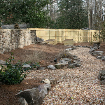 Garden Pebble Path With Stone Border