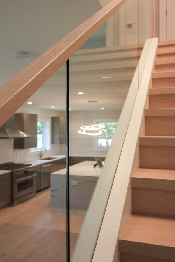 Contemporary Oak Staircase with Frame-less Glass Balustrade, Arlington, VA 22201