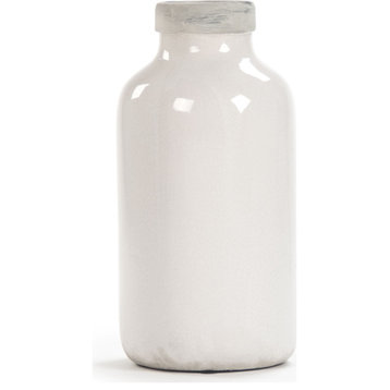 Milk Jug Jar - Distressed Crackle White, Medium