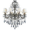 Brass 8 Light Up Chandelier With Antique Brass Finish